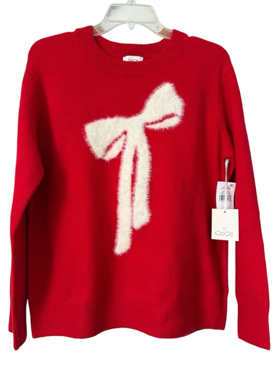 CeCe Sweaters - CeCe Red Sweater with White Bow Medium NWT